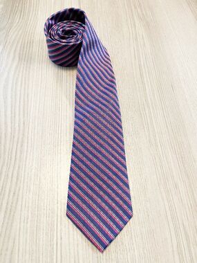 Jack Victor Men’s Silk Tie Navy Red Pink Striped Exclusive Collection Necktie